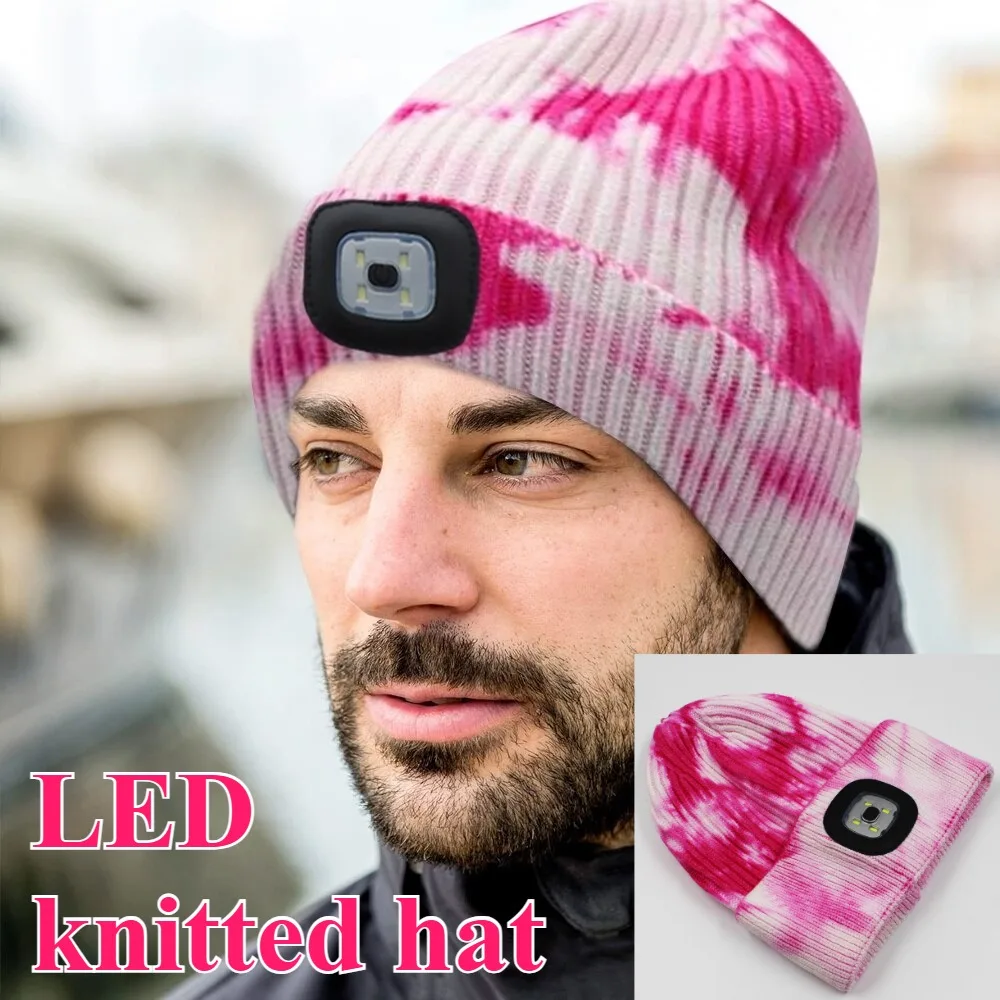 

Rechargeable LED Cap Unisex Hat with Light Fleece Lined Beanie Warm Knit Hat Christmas Gifts for Men Husband Women Outdoor