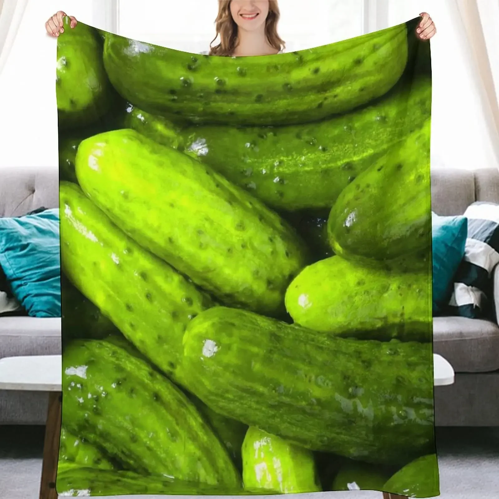 

Funny Realistic Greens and Cucumbers Blanket, 3D, Fluffy, Soft, Cozy, Winter, Fall