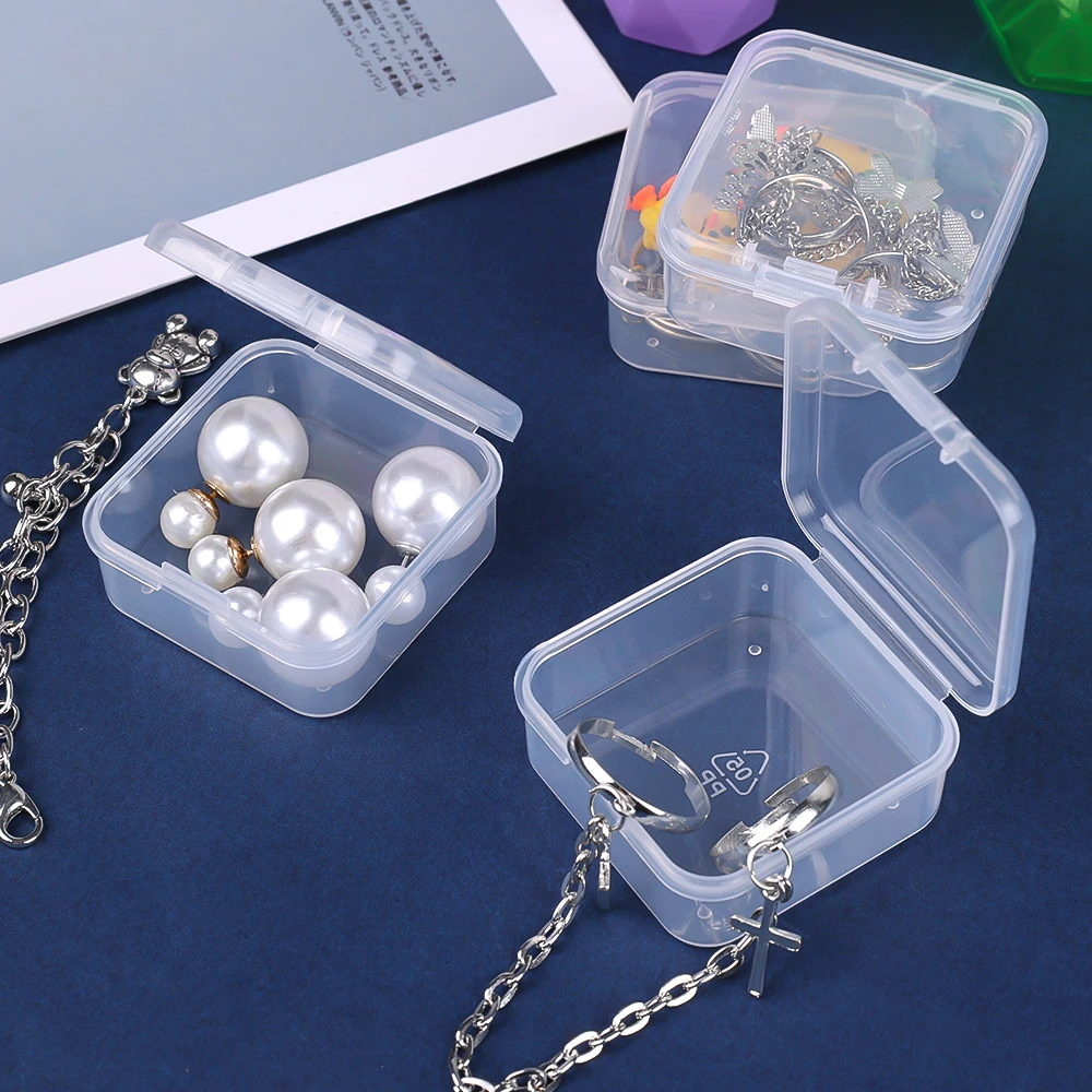 120Pcs Clear Small Plastic Containers Transparent Storage Box with Hinged Lid for Items Crafts Jewelry Package Clear Cases