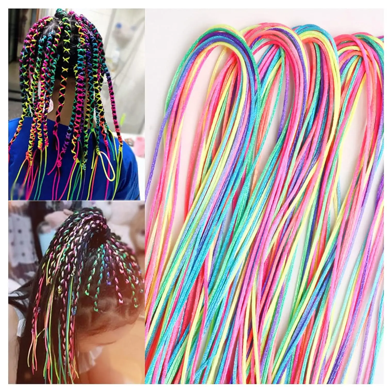 30Pcs Girls Colorful 90CM Hair braids Rope Strands for African Braids Girls DIY Ponytail Braids Women Styling Hair Accessories