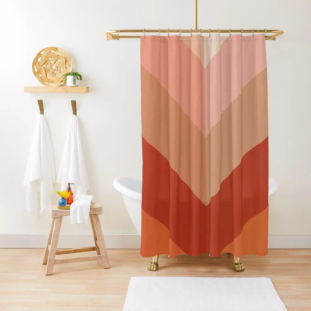 

Minimal Chevron Pattern - Tribal terracotta, beige and pink Shower Curtain Curtains For Bathroom Curtain For Bath