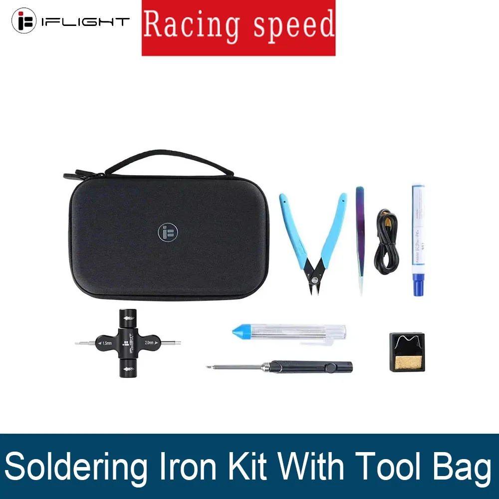 

Сумка для хранения инструментов с комплектом паяльника FPV, гаечный ключ/железо/паяльная ручка/контактный провод/пинцет/режущие плоскогубцы, сумка для инструментов iFlight