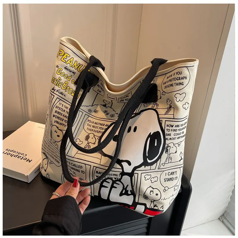 Canvas Bag For Women Snoopy High Capacity Bag Fashion Anime Cartoon Handbag Versatile One Shoulder Tote Bag Present For Girls