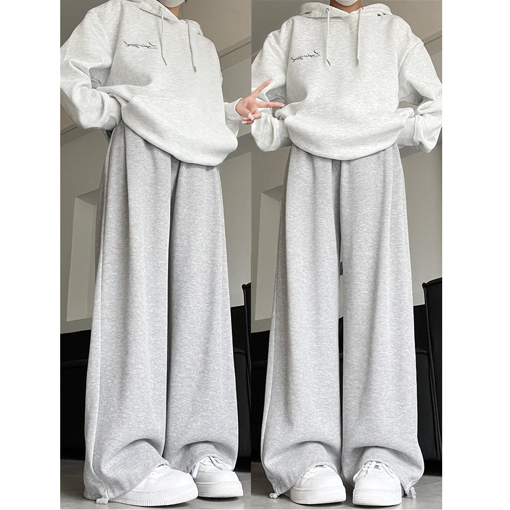 Pants Womens Baggy For Woman Winter Plush Panelled Homewear Cozy Elastic Waistband Thickened Tied Streetwear Multicolor Outdoors