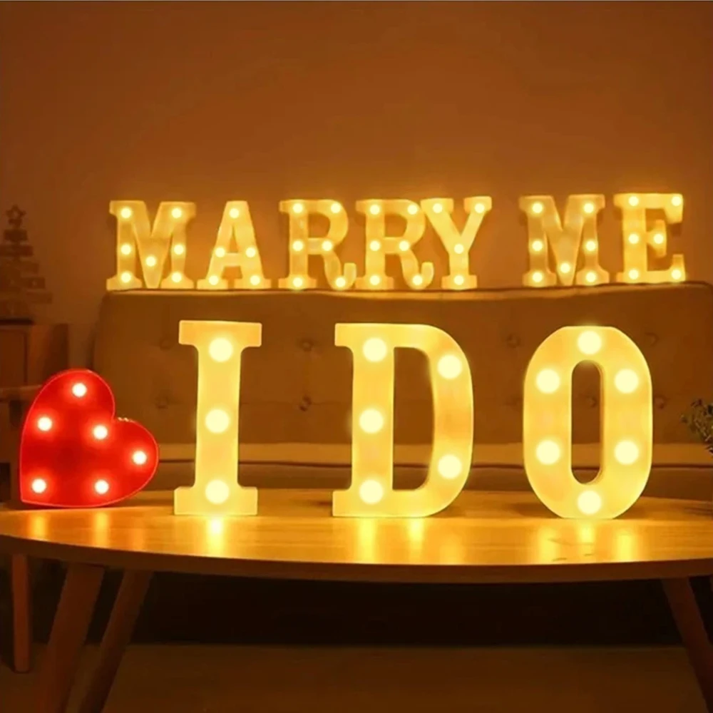 Alphabet LED Night Lights Luminous Number Letter Lamp 16cm Letter Light for Home Wedding Birthday Christmas Party Decoration