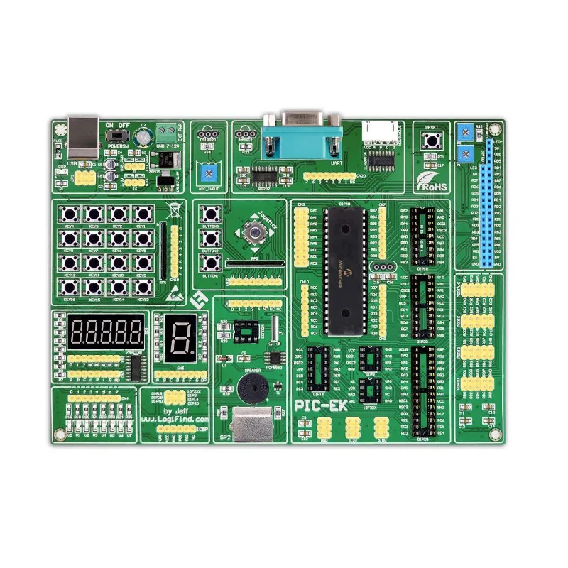 PIC Microcontroller Learning Development Board PIC-EK with PIC16F887 Microcontroller with Routines supports 8/14/18/20/28/40 pin