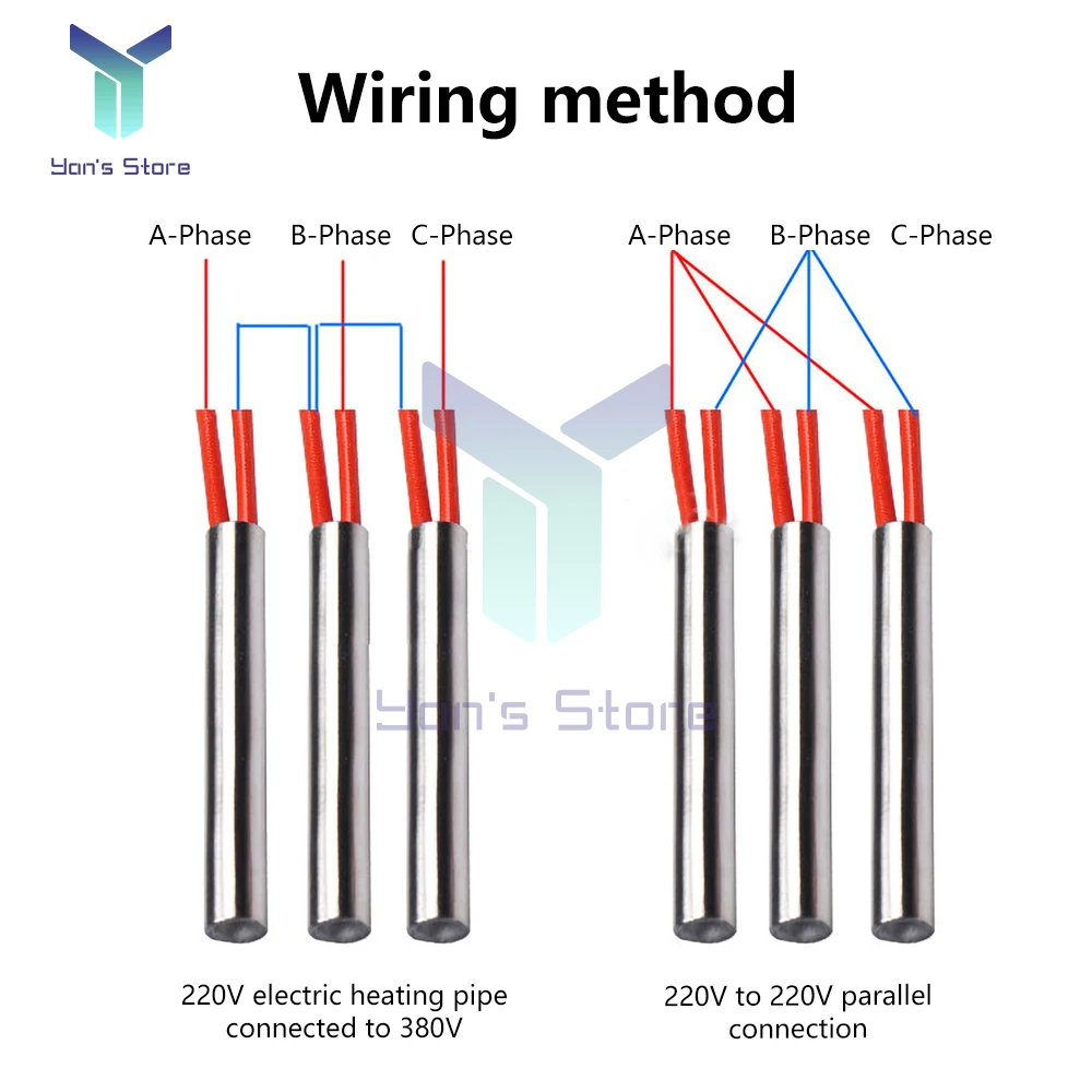 1PC YD-M3 Single Head Heating Tube Element Cartridge Heater Rod Block Kit Thermistor Mould Single Head Heating Tube -2℃~+60℃