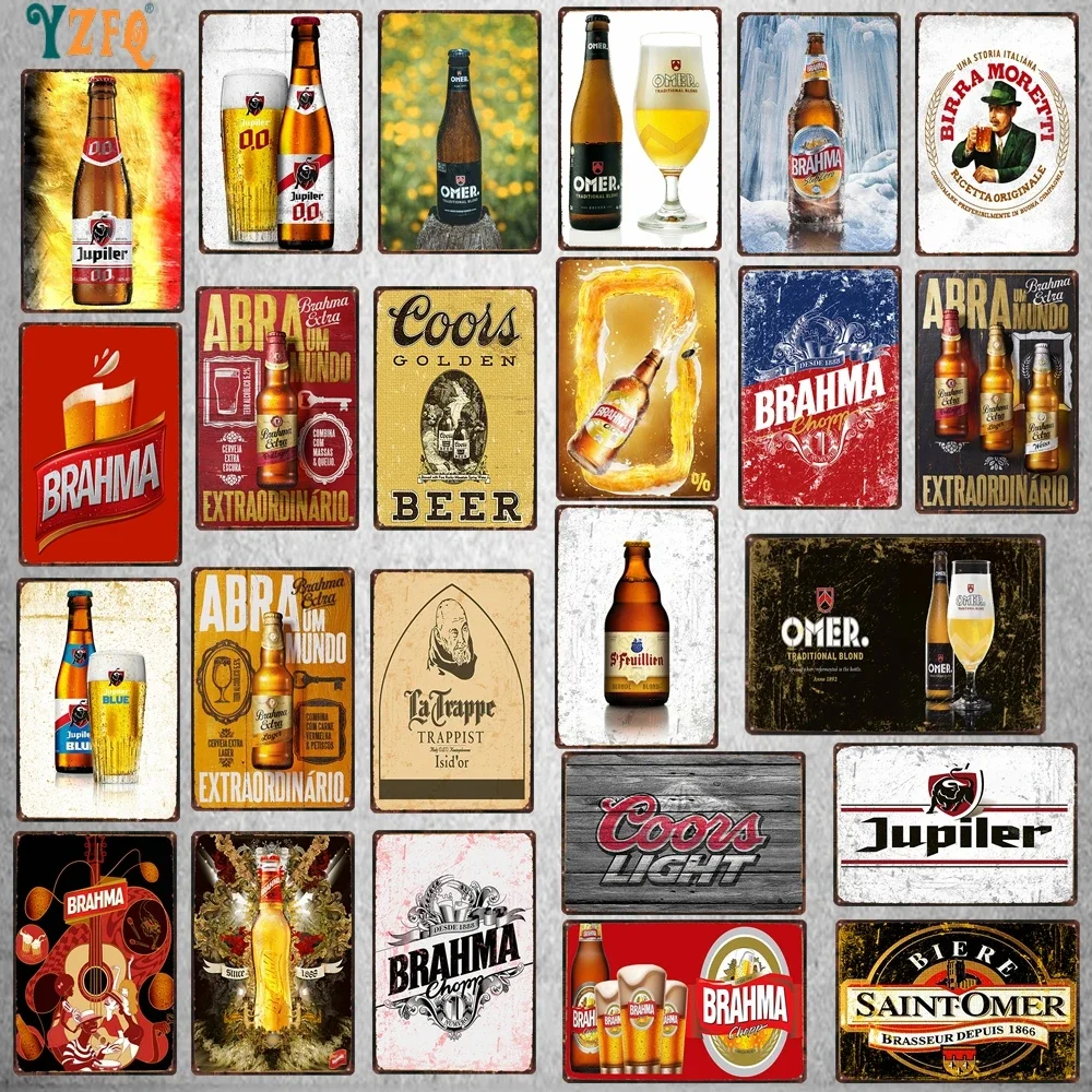 Placas de letrero de hojalata de Metal Vintage de cerveza Brahma Jupiler para pared Bar Pub arte cocina café decoración del hogar 30X20CM DU-8835B