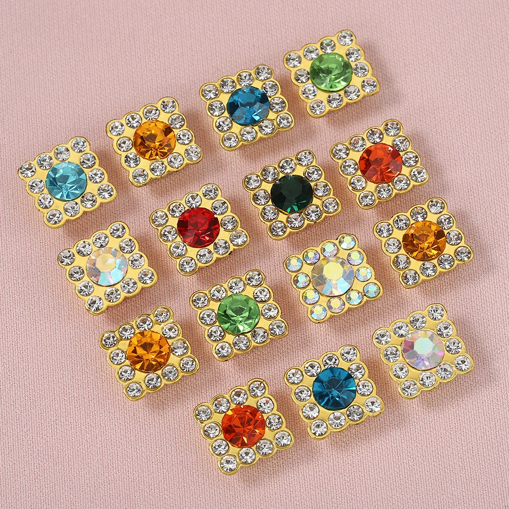 50pcs 10mm Square Rhinestone Patches Plastic Without Holes for DIY Hair Accessories Brooches Bags Clothing Jewelry Accessories