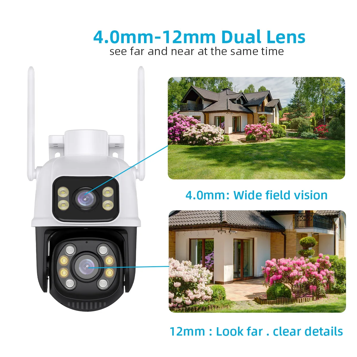 Imagem -04 - Impermeável Dual Lens Câmera ip Cor Visão Noturna Auto Tracking Câmeras de Vigilância Wifi Tela Dupla Icsee App 4k 8mp