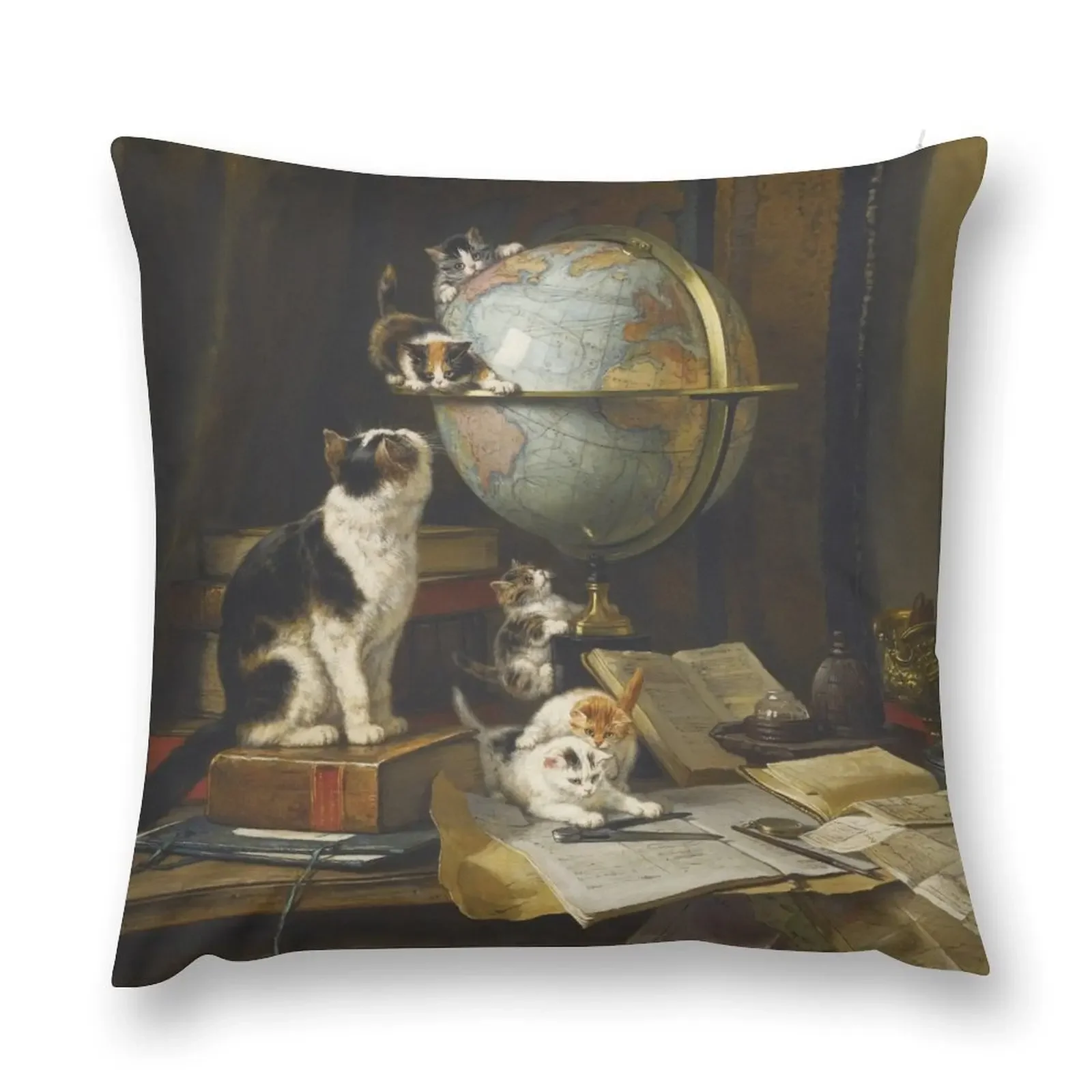 The Globetrotters Henriette Ronner-Knip Cat Family Art Throw Pillow Sofa Cover pillow cover christmas pillow