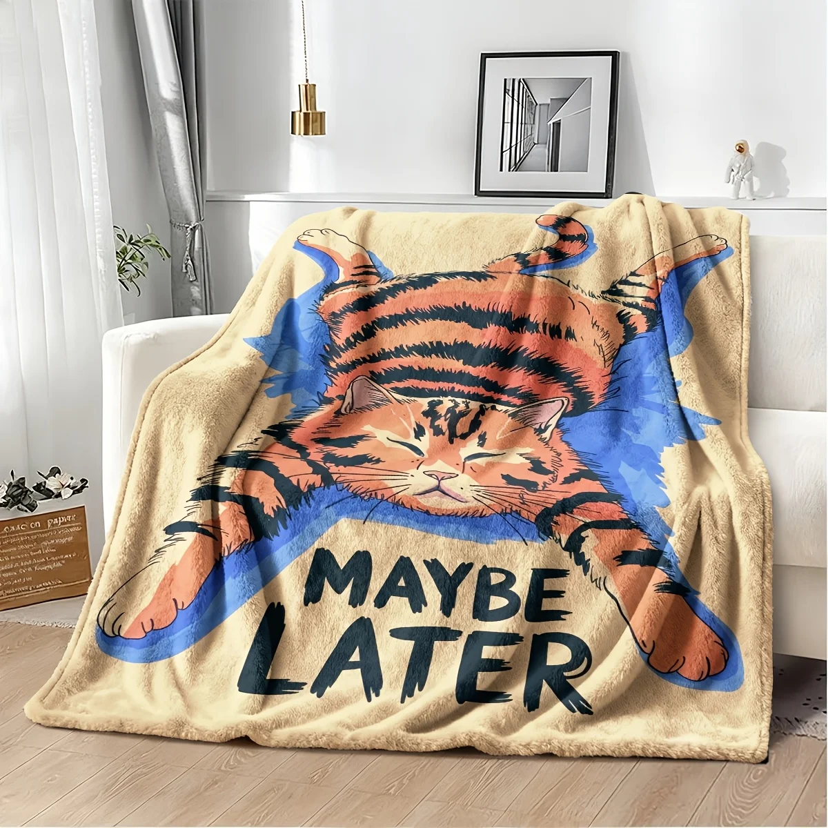 Funny Cat Blanket Throw Large 150x230cm Plush Decorative Sofa Couch Bed Decor Gift for Living Room Home Accent Cozy Quilt