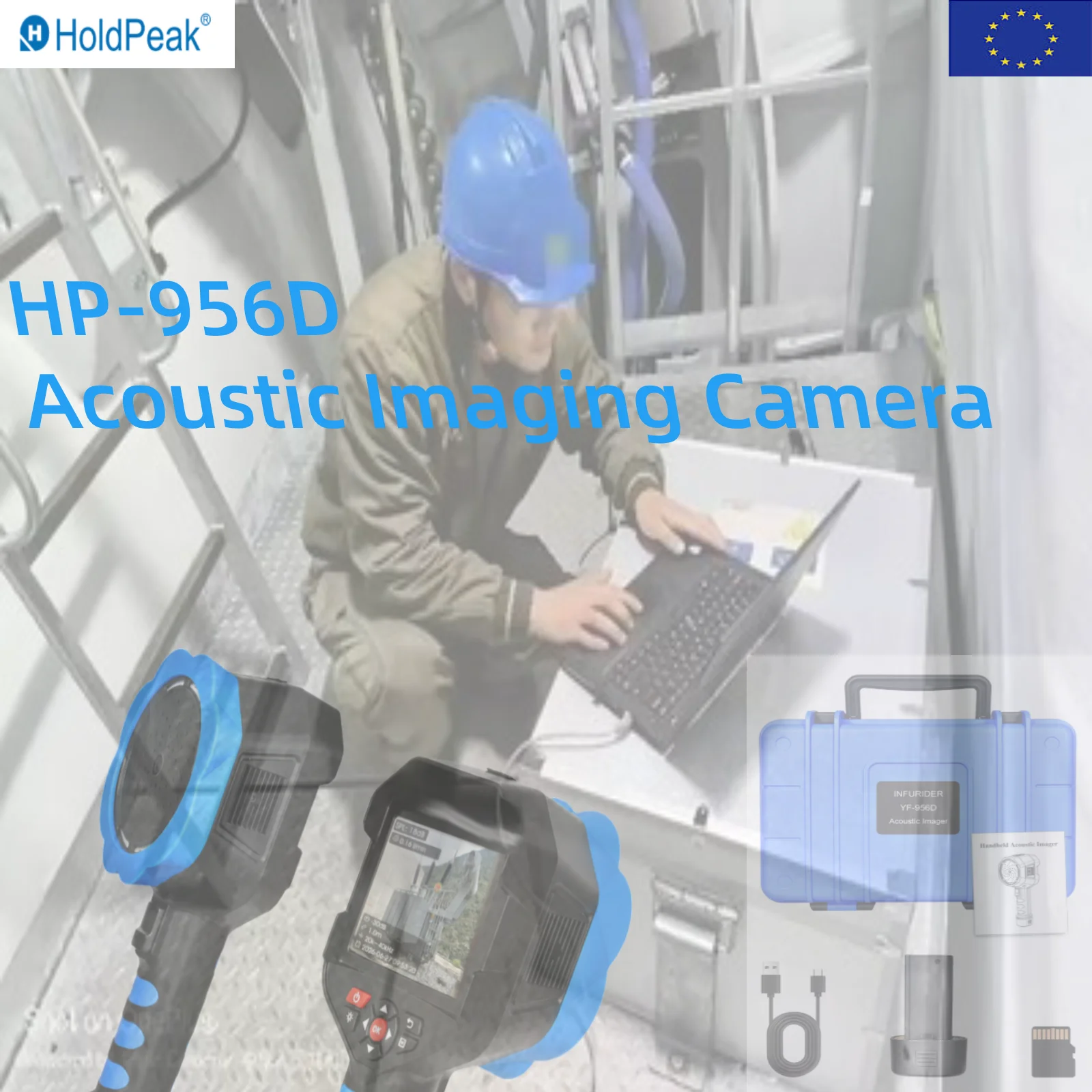 HP-956D Handheld 64-Channel Acoustic Imager 2k-100kHz, 1cm Accuracy Gas Leak Partial Discharge Detector CE for EU Industrial