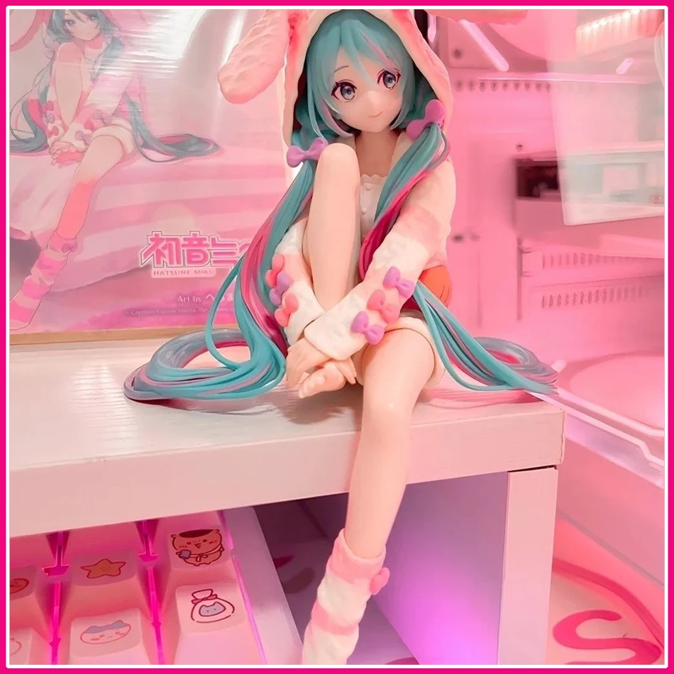 15CM Cute Anime Girl Figure Ornaments Noodle Stopper Figure Rabbit Ear Pajamas Model Toys Doll Aciton Figure Collection Gift PVC