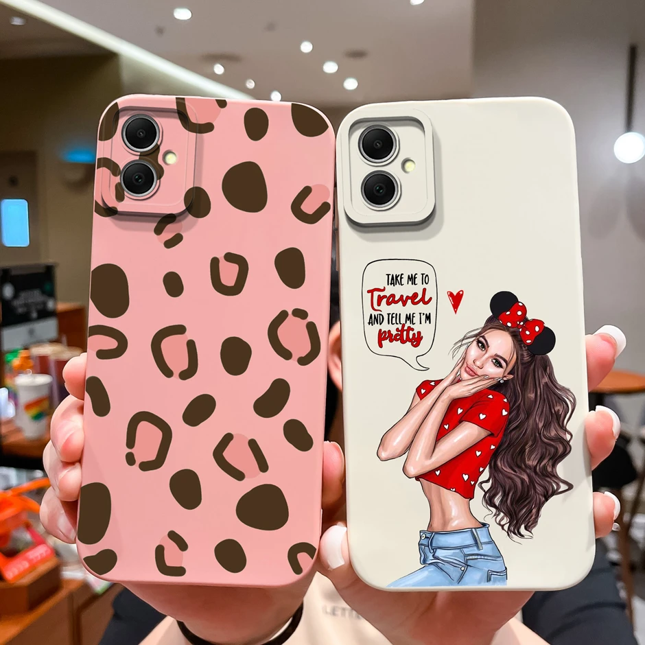 Phone Case For Samsung Galaxy A05 A 05 Sweet Girls Cartoon Matte Liquid Silicone Shell For SamsungA05S A05s Shockproof Funda