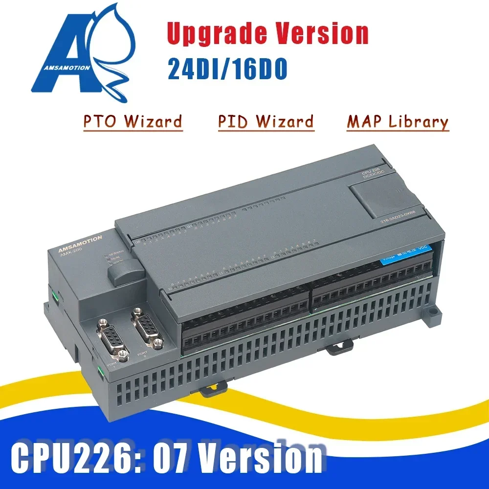 AMX-200 CPU226 Amsamotion PLC 24DI/16DO 6ES7 216-2AD23/2BD23-0XB8 Relay Transistor Upgrade S7 PTO PID Wizard MAP