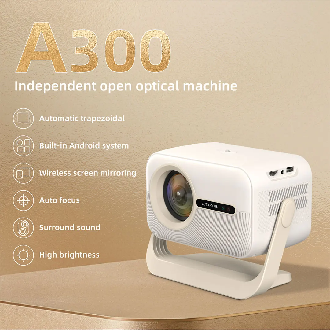 

RTCZ 4K A300 Projector 350ANSI 1080P automatic focusing and distortion correction 360° rotation Android 12 WIFI6 Portable Home