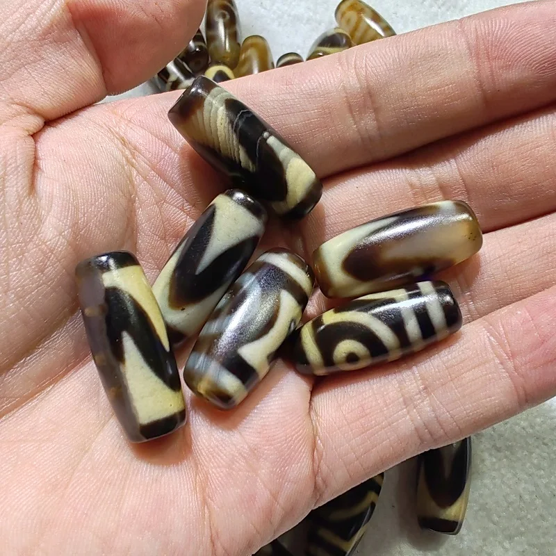 Special price: Xizang Totem Tooth Yellow Penetration Dzi Agate Beads Necklace Pendant DIY Accessories 100pcs/pack