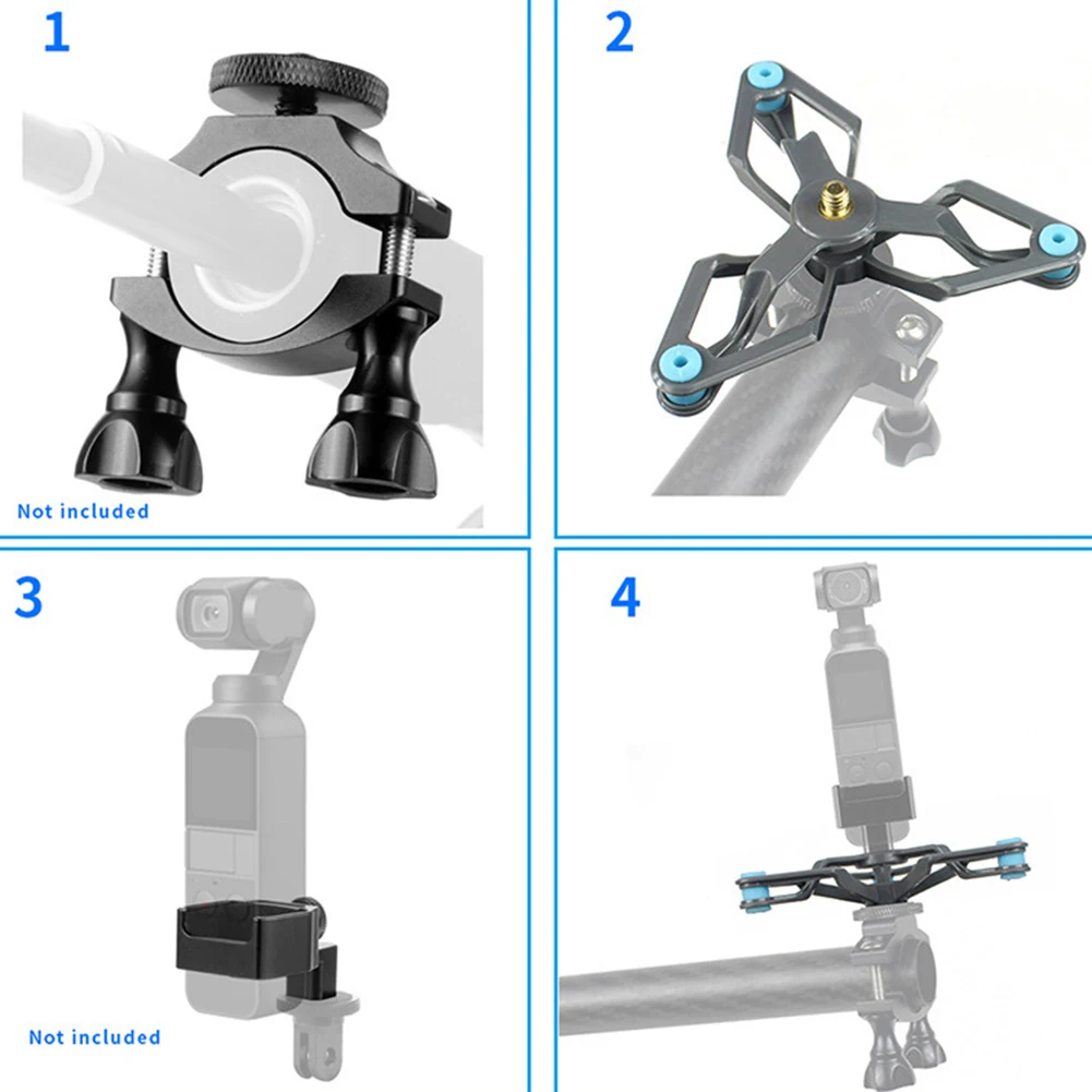 Amortiguador de bicicleta soporte de montaje fijo soporte de Clip de bicicleta adaptador 1/4 para OSMO Action 2/bolsillo 1 2 GOPRO9 Insta 360 caliente