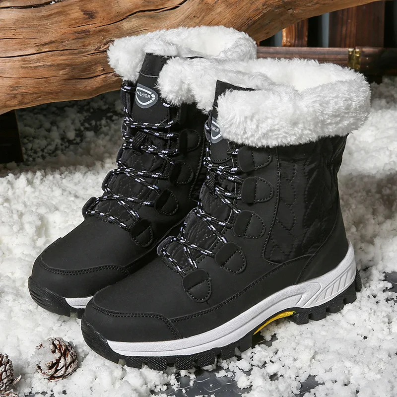Winter Shoes Waterproof Snow Boots Women Ankle Boots Plush Warm Short Boots Female Outdoor Non-slip Cotton Booties Botas Mujer42 image 3