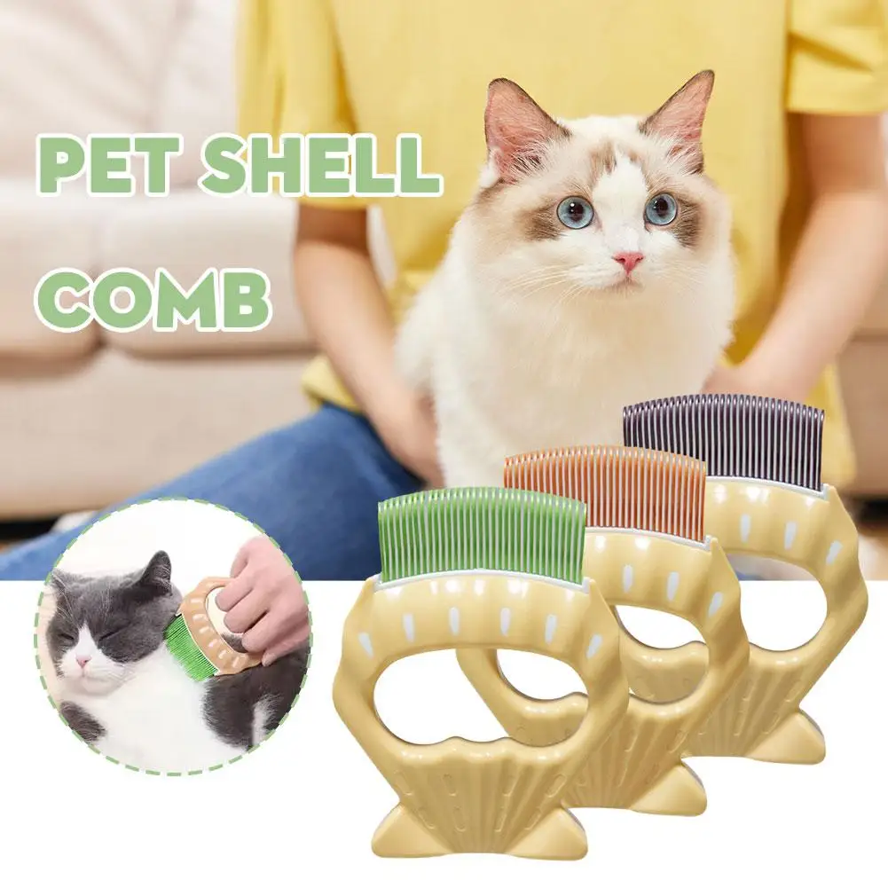 1Pc Pet Cat Comb Massage Brush Shell Shaped Handle Pet Grooming Massage Tool To Remove Loose Hairs For Cats Cleaning Suppli Q0L0