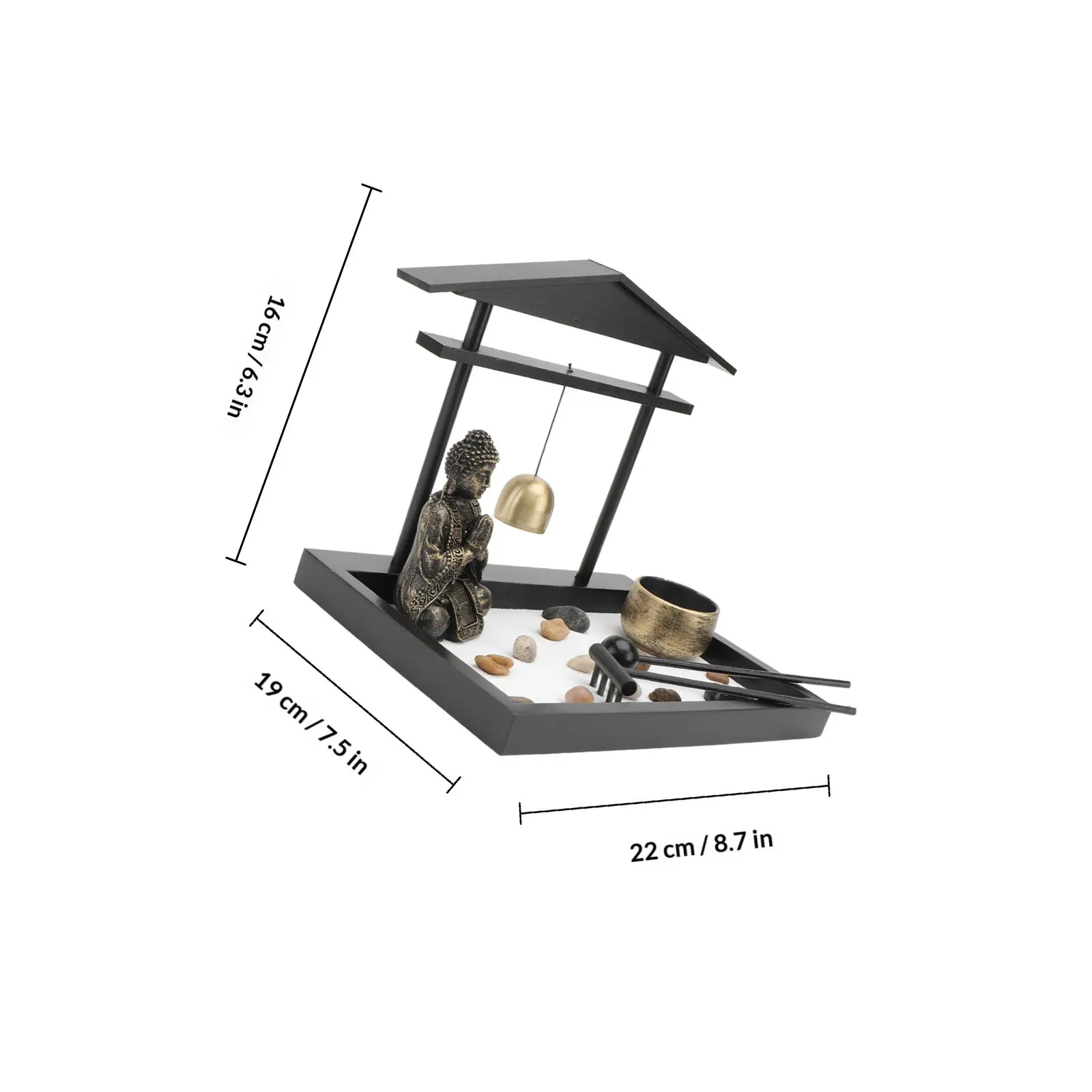 1Set Zen Sand Table Resin Microlandscape Decorative Sandbox Ornament Calming Anxiety Relieving Desktop Indoor Garden Meditation