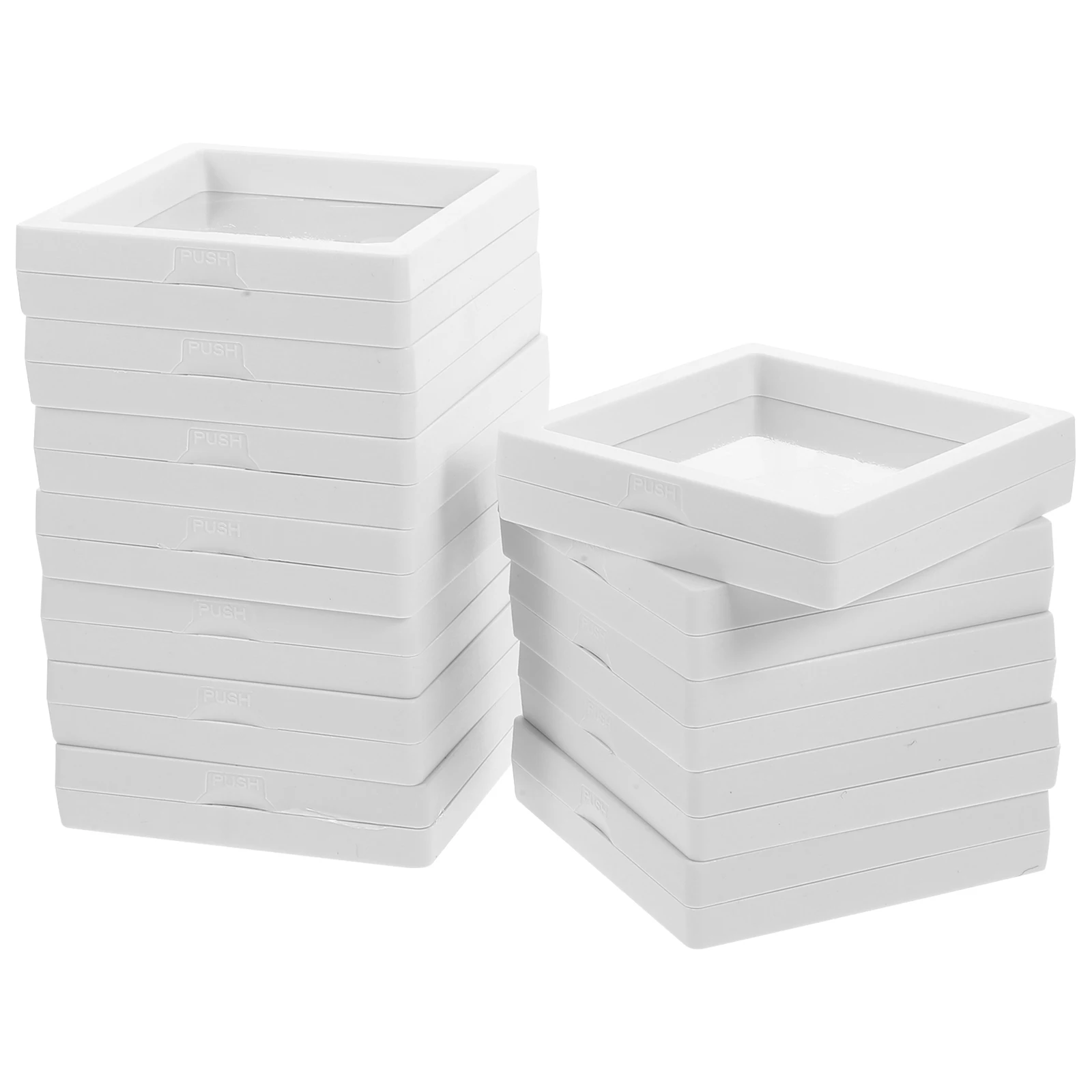 

12 Sets Transparent PE Film Boxes 9x9x2cm Dust Proof Waterproof Display Frames Frame Holder for Jewelry Storage