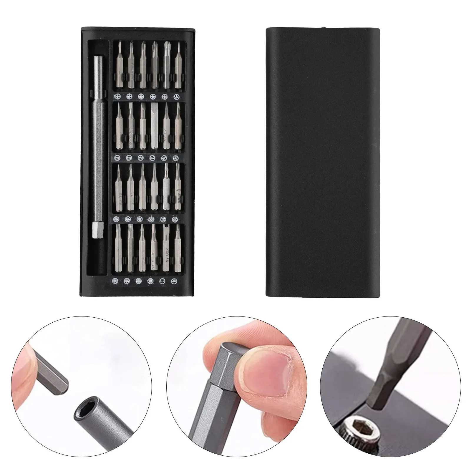 

High Quality Brand New Screwdriver Bits T2/T3/T4/T5/T6H/T8H 25 In 1 Chrome Vanadium Steel Dark Gray H1.5/H2.0/H2.5