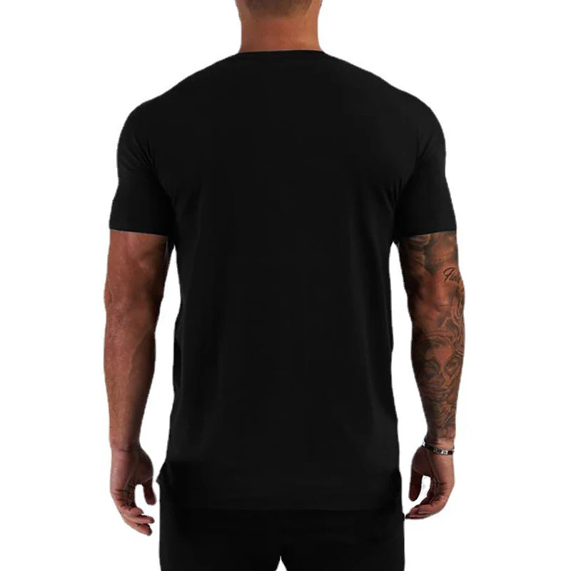 Mens V Neck Short Sleeve T Shirts Summer Elastic Slim Fit Fashion T-shirt Men Skinny Casual Gym Clothing Quick Dry Fitness Tees