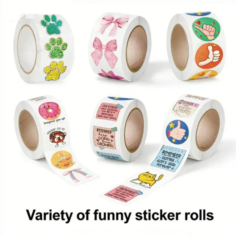 

500pcs Funny Star Reward Stickers Roll Cartoon Teacher Motivational Stickers For Kids Diary Planner Scrapbook Stationery Gift