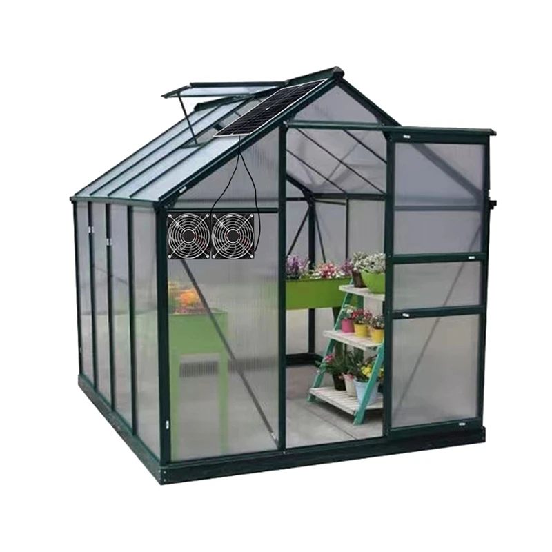 Ventilador de exaustão solar de 11 polegadas para casa de aves de estimação, estufa, telhado RV com 2 ventiladores