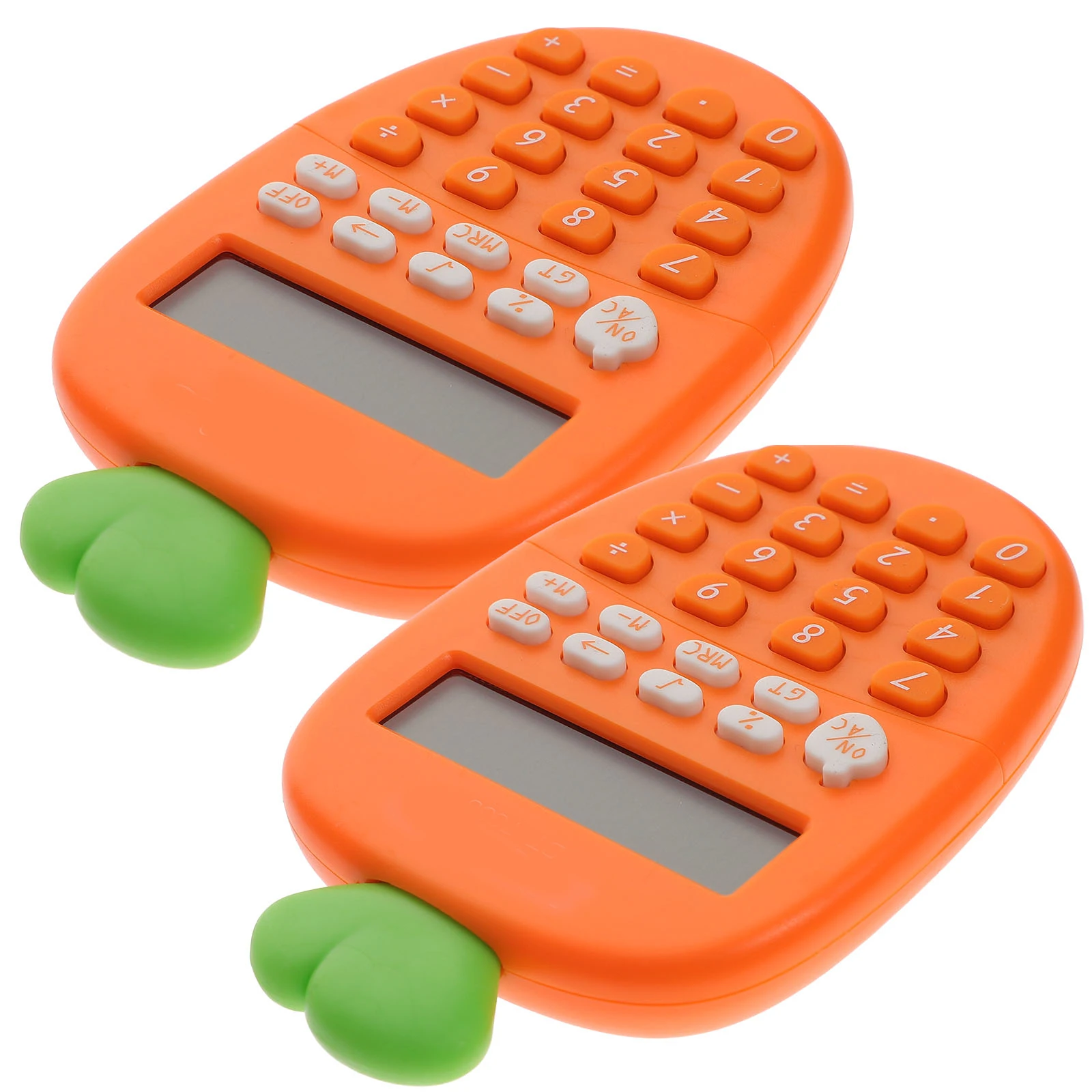 

2Pcs Calculator Plastic Carrot Shape Portable Mini Office Use Easy Lightweight Gifts Kids Student Electronic
