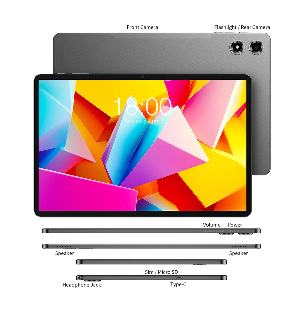 Teclast T50 Plus Tablet PC 11-inch 2K 120Hz Android 16 8GB(+40GB Virtual) 128GB 8000mAh Unisoc T7280 4G LTE Dual SIM GPS