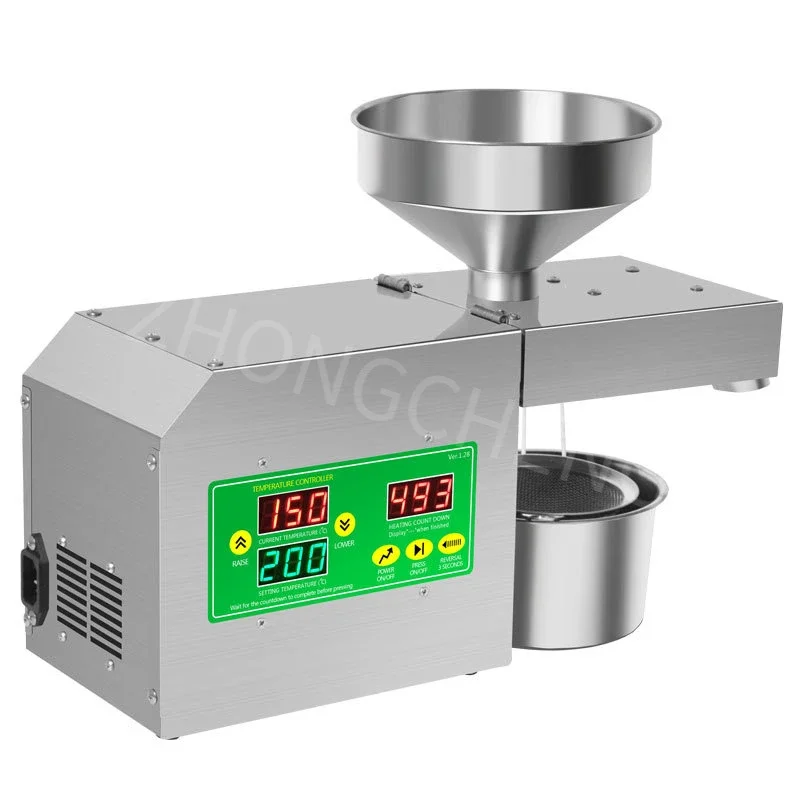 R3S Stainless Steel Electric Oil Press (220V/110V) with Smart Temperature Control and Hot/Cold Pressing Capabilities