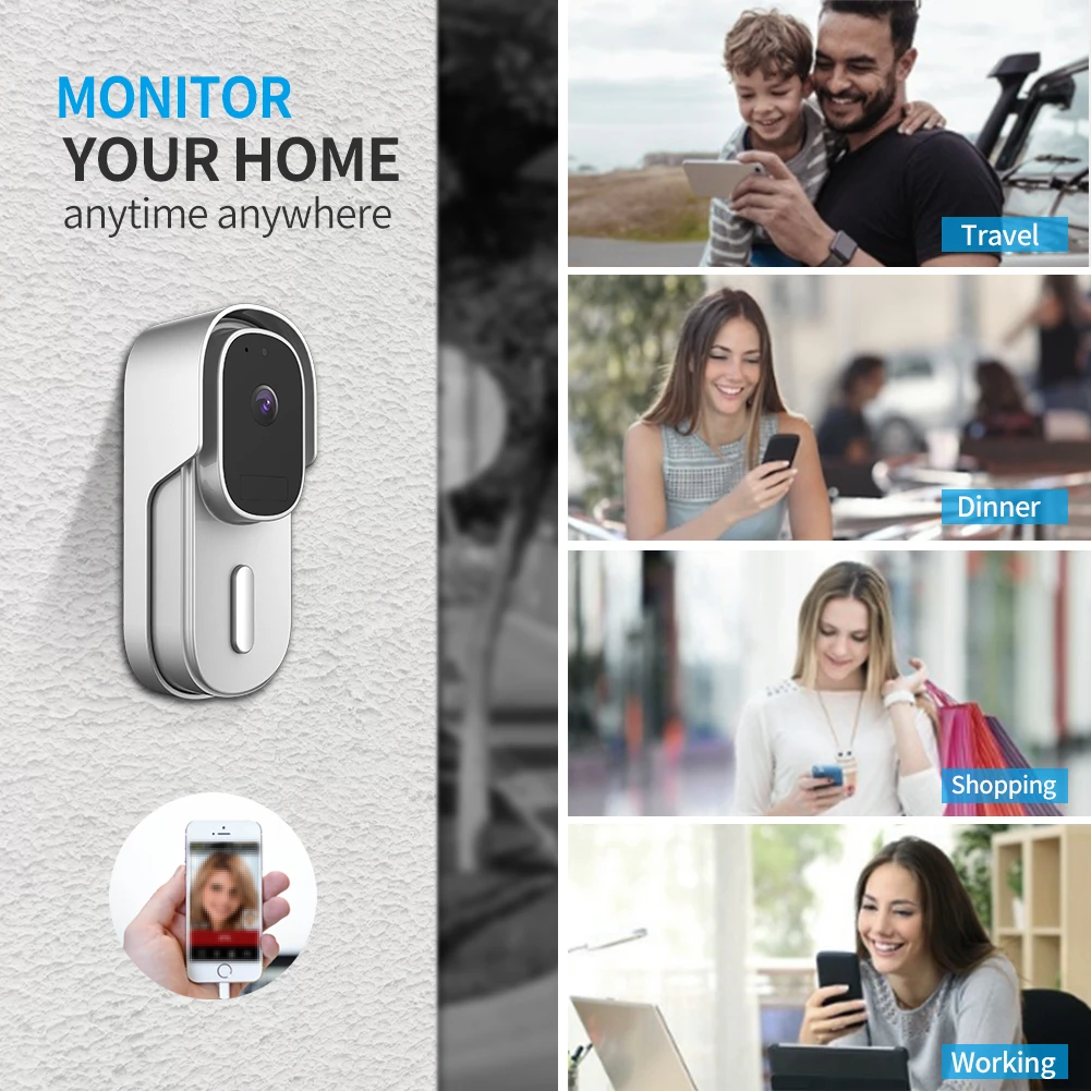 2MP 1080P  Tuya APP WIFI IP Doorbell For google  140Degree Wide Angle Visual Door Viewer Video Door Phone With Indoor Chime