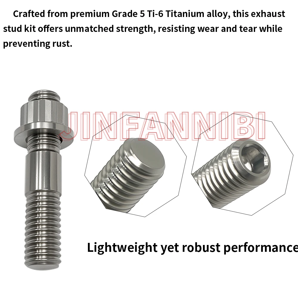 Ti Titanium Manifold Studs & Gaskets Kit for Yamaha Rhino 660 YXR660 2004 2005 2006 2007