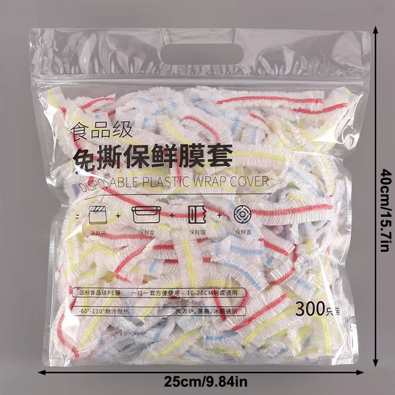 Neue 100/500 Stück Einweg-Plastik-Lebensmittelabdeckungsbeutel Bunte Frischhaltefolie Lebensmittelecht Wiederverwendbar Transparent Lebensmittelschutz Einfrierbar