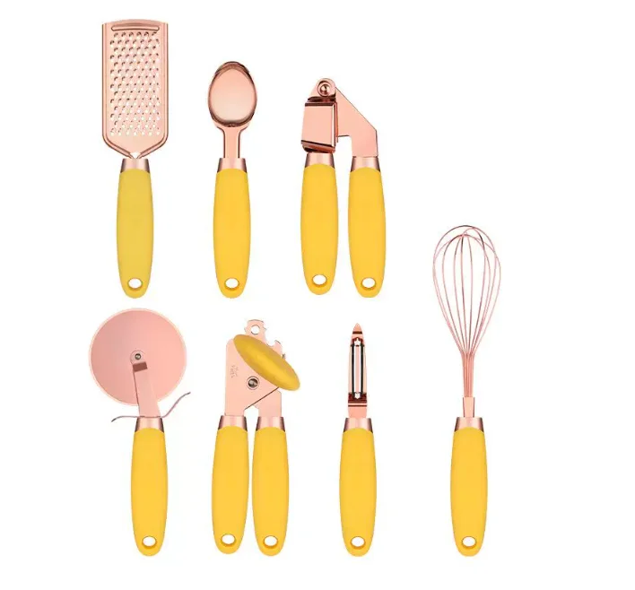 7Pcs Stainless Steel Kitchen Gadget Set Can Opener Egg Beater Melon Slicer Multi Baking Tools for Home Cooking Dessert Baking