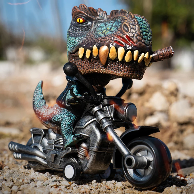 

Domineering Motorcycle Tyrannosaurus Figure Inertia Car Toys Animal Model Creative Sunglasses Cigar Dinosaur Desktop Ornament