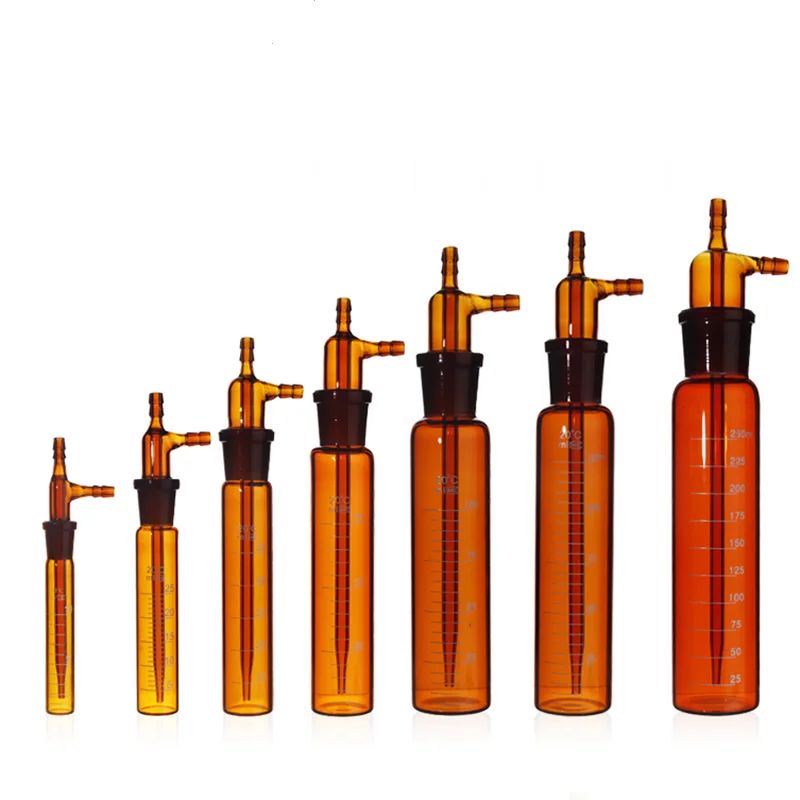 

1Pcs/Lot 10ml/25ml/50ml/75ml/100ml/125ml/250ml Lab Brown Glass Impact Absorber Bottle Absorption Tube Gas Sampling Bottle