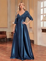 Elegant Short sleeve Sequins Evening Dress 2025 Women Satin Prom Party Green Dress Floor Length Formal Cocktail Gown