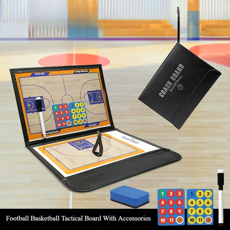 

Folding Football Basketball Tactical Board With Dry Erase Coaches Marker Pen Blackboard Eraser Pawns Set Portable Tactics Tools