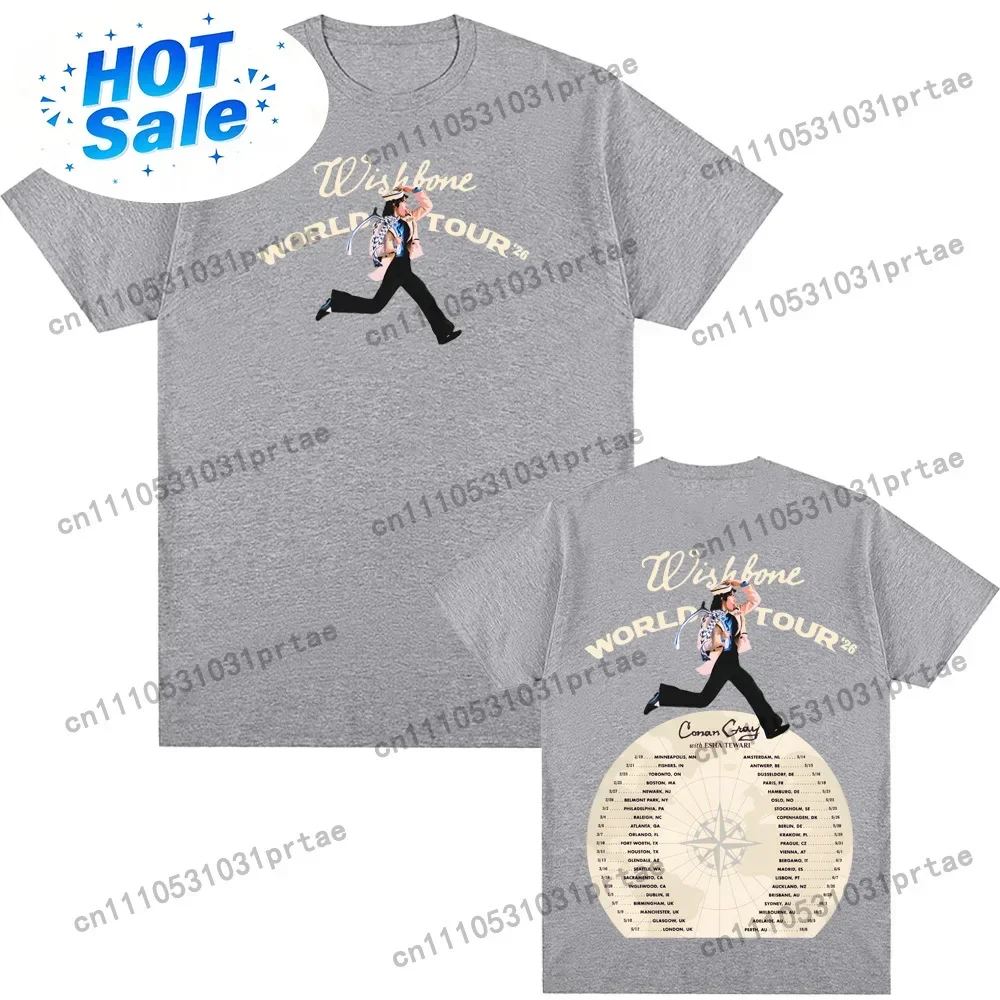 WISHBONE WORLD TOUR Tee Conan Gray Summer Casual Tshirt Harajuku High Quality Graphic Singer's same style 100%Cotton Tops Black