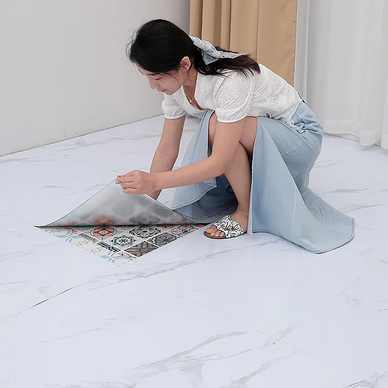 New Self-adhesive Marble Floor Sticker Upgrade Back Tape Aluminum Film SXP Wall Sticker Floor Leather Home Decoration  Wallpaper