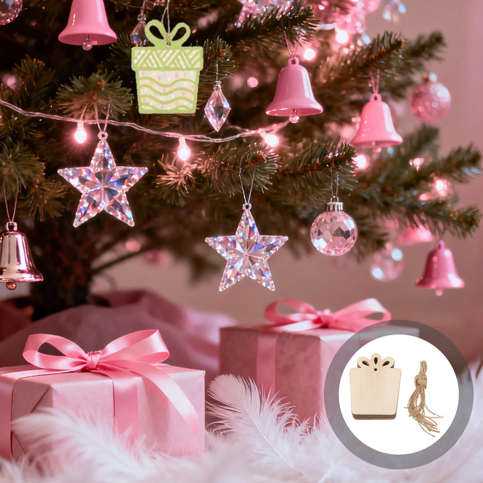 

100Pcs Wooden Ornaments for Crafts DIY Christmas Wood Decorations Unfinished Cutouts Slices with Pre-Drilled Holes Holiday