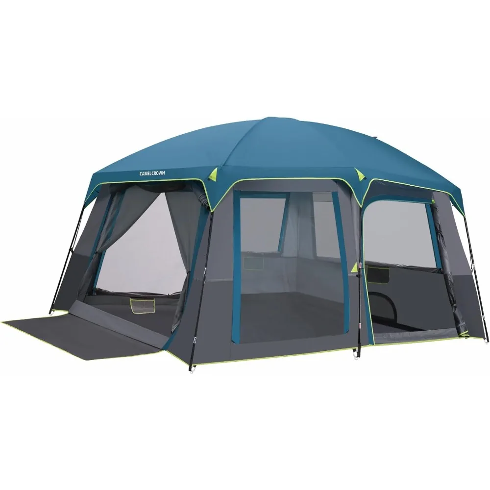 

Camping Tents 10 Person Family Cabin Tent with 2 Doors and 4 Windows Large Multiple Room Tent with Floor Mats Tents