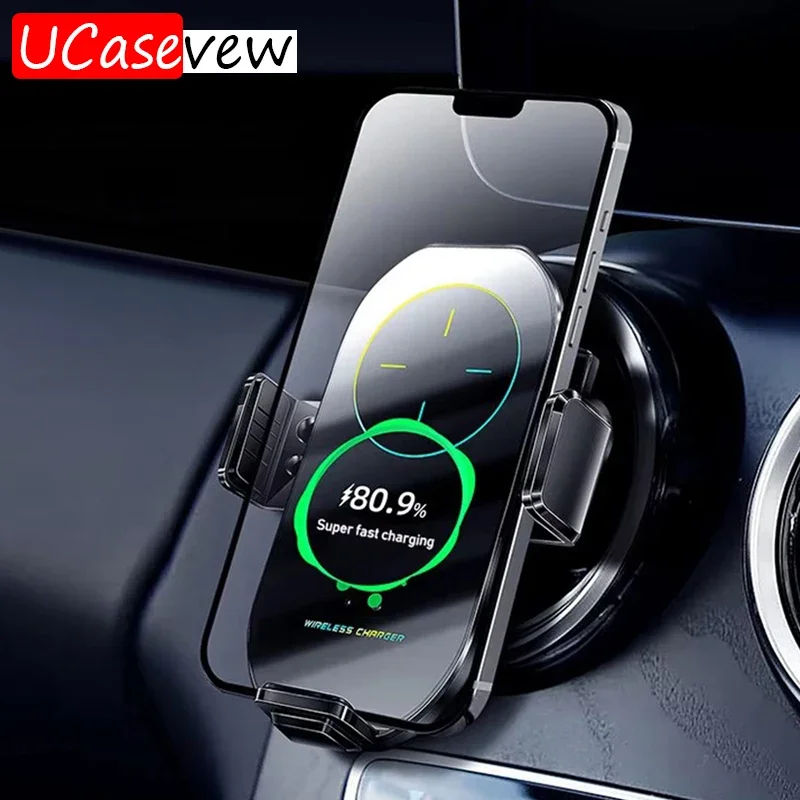 15W Car Wireless Charger Fast Wireless Charging Auto Bracket for iPhone 16 15 14 Pro Max Xs XR Samsung S24 S23 XiaoMi Huawei