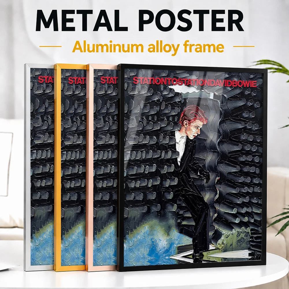 David Bowie Station To Album Cover Framed Metal Poster Personalized Rock Tribute Wall Art Ideal For Room Or Vinyl Collectors