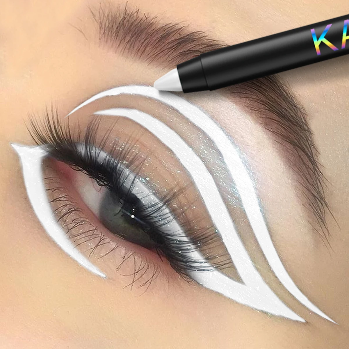 Stylo Eyeliner coloré, bâton Eyeliner métallique à paillettes nacrées et scintillantes, longue durée, imperméable, blanc et noir, 1 pièce