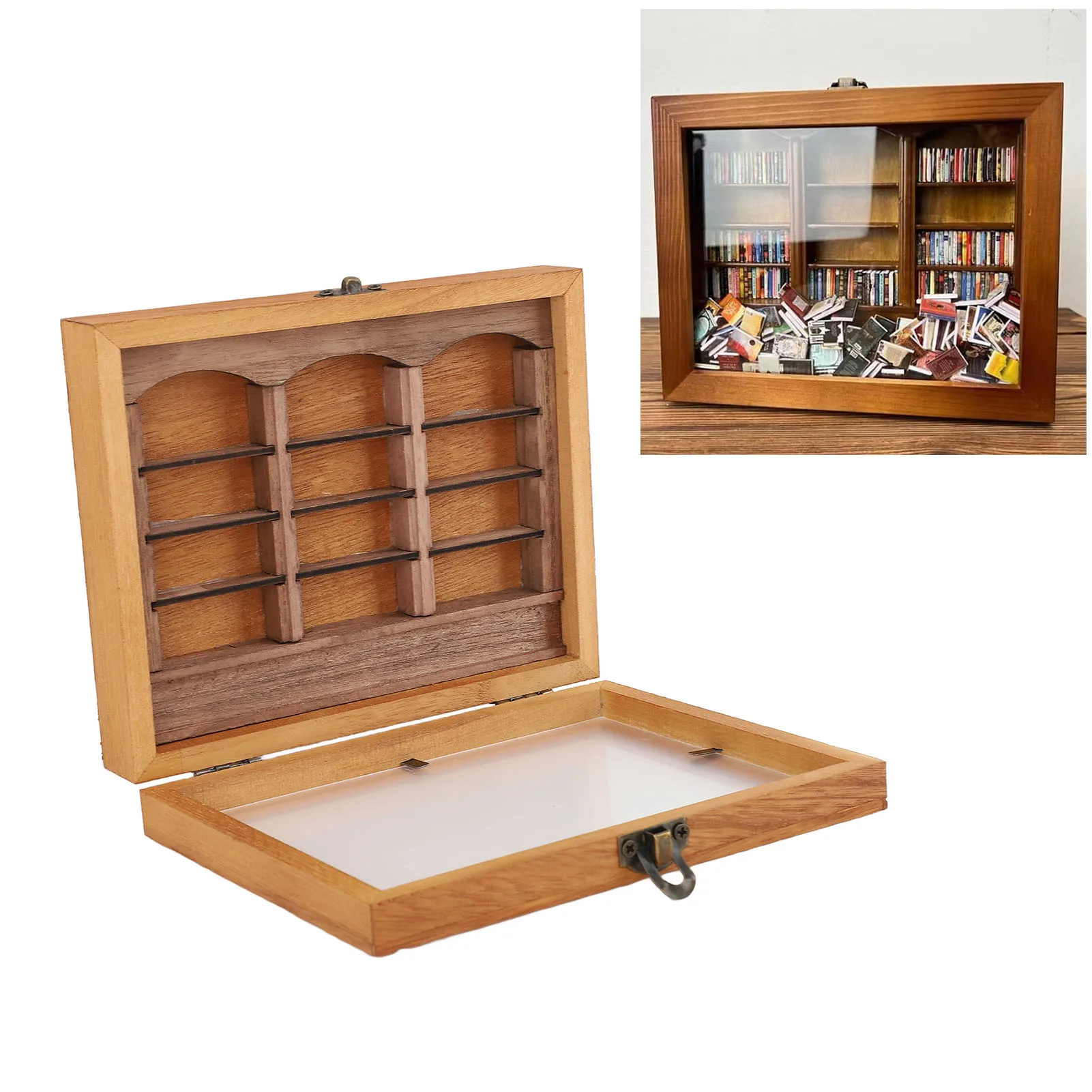 Miniature Book Boxes Display Case Cabinet Anxiety Relief Books Shaking Bookshelf Toy for Living Room Desk Ornament